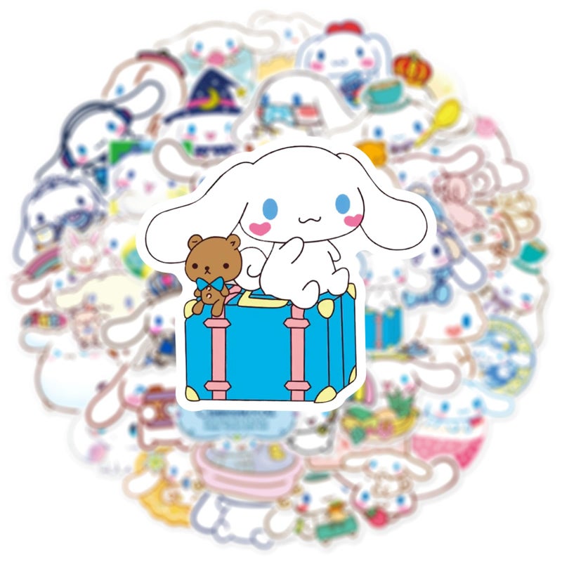YONGAI 50Pcs Cute Cinnamoroll Sticker for Kids, Kawaii Sanrio Cartoon Waterproof Vinyl Decal for Teen Girl Water Bottle Skateboard Notebook Phone Guitar Bike - Image 3